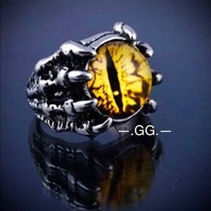 Adjustable Dragon Claw Evil Eye Ring yellow